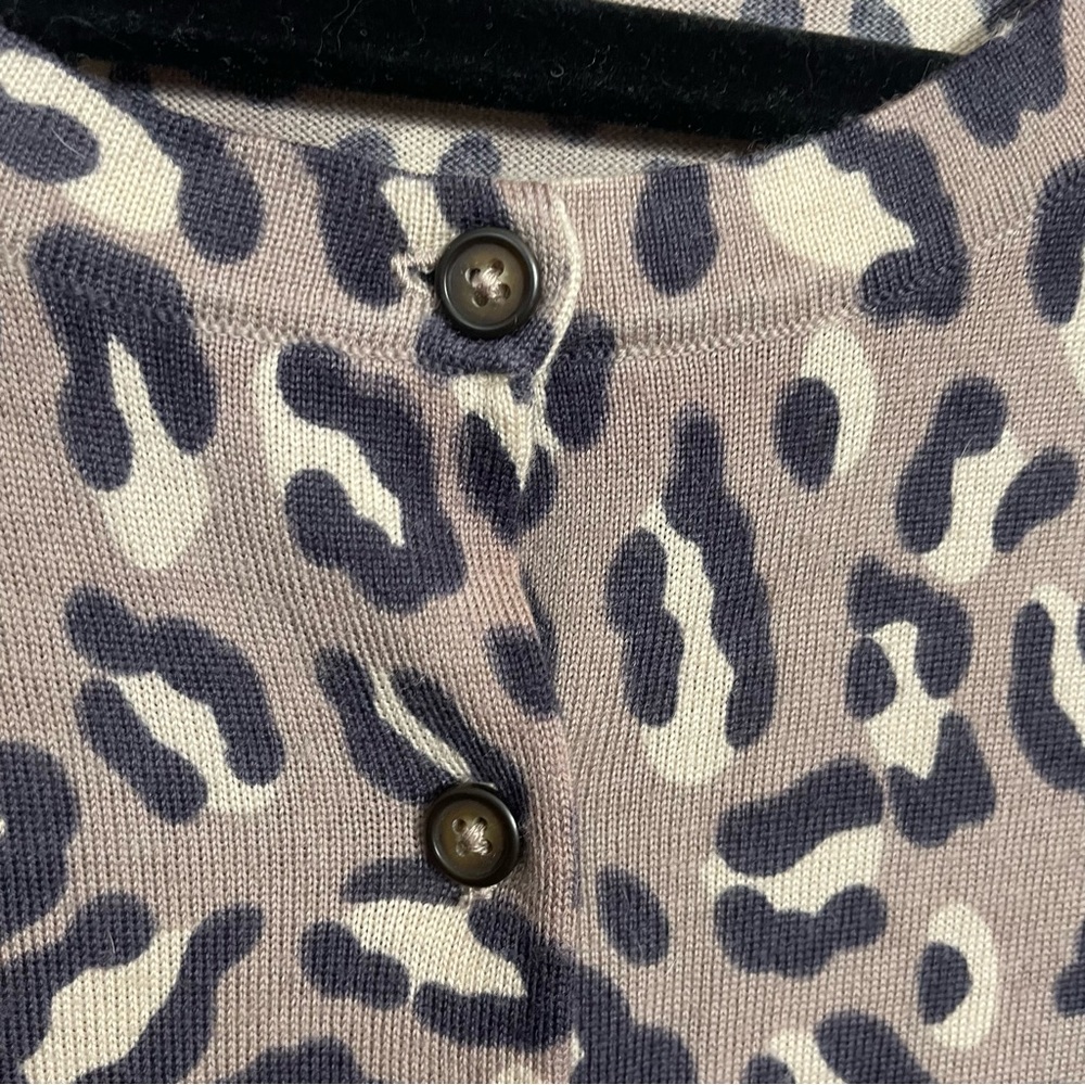 Boden 100% wool Animal print button cardigan sweater - Picture 3 of 8
